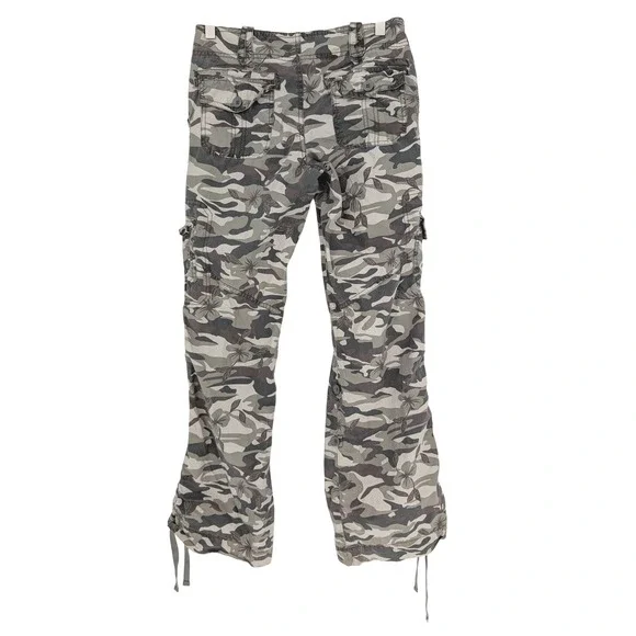 VTG Nobo Low Rise Cargo Pants 5 Floral Camo 90s Y2K Gorpcore Utility Streetwear - Picture 3 of 14